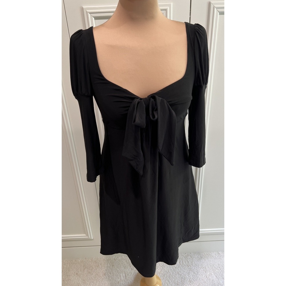 Arden B Y2K Black Babydoll Dress Size XS Puff‎ Sleeve  Bow Dark Fairy Whimsy